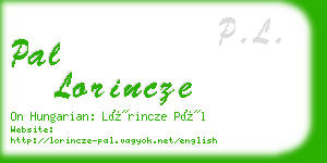 pal lorincze business card